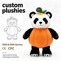 OEM Custom Halloween Pompoen Panda Pluche Speelgoed OEM Zwart-Witte Beer Oranje Pompoenpak Zachte Gevulde Kinderfeest Cadeau CE CPC