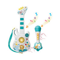 Ensemble de jouets guitare et microphone en plastique pour enfants avec lumières et effets sonores - Cadeau éducatif interactif pour l'apprentissage précoce des enfants