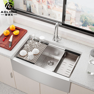 Elegante fregadero de cocina de granja con escurridor, delantal cepillado de acero inoxidable 304 - Product Image 4