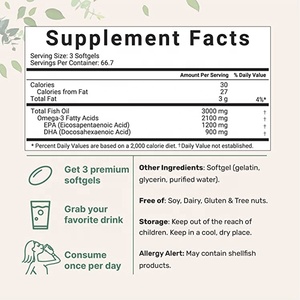 Huile de poisson en capsules OMEGA-3 1200MG EPA+900MG DHA de qualité alimentaire végétalienne sans OGM à saveur de citron doux de pêche sauvage à triple concentration pour adultes - Product Image 4