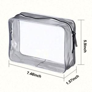 Personalized Logo Women <b>Transparent</b> Clear Pouches PVC Toiletry <b>Makeup</b> Cosmetic <b>Bag</b> With Zipper - Product Image 2