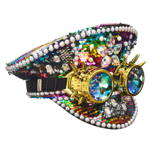 Rainbow Pride Burning Man Lentejuelas Gemstone Festival <span class=keywords><strong>Disfraz</strong></span> Sombrero Mardi Gras Ecoparty - Product Image 3