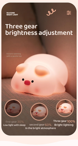 Nouvelle Lampe de Nuit Cochon Mignon en Silicone, Jouet pour Bébé, Contrôle Tactile, Rechargeable USB, LED Dimmable, Lumière Blanche Chaude - Product Image 5