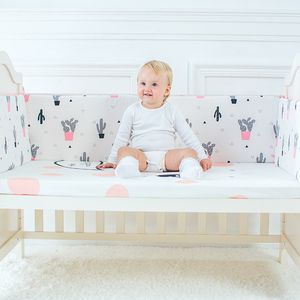 Prix bas pliable rose motif végétal imprimé doux mousseline bébé lit Bébé pépinière lit bébé pare-chocs de sécurité ensembles - Product Image 3