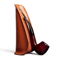 Étui à pipe en cuir - Portable, pratique, magnifiquement conçu, avec fermeture éclair, pour une seule pipe, accessoire CL09, style américain