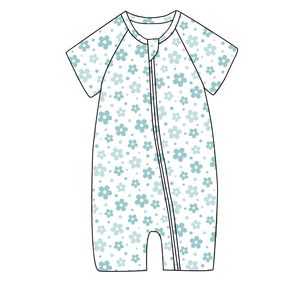Pijamas de Algodón Tejido con Estampado Floral Personalizables en Oferta, Pijamas de Manga Corta de Una Pieza para Niñas, Tallas Grandes - Product Image 2
