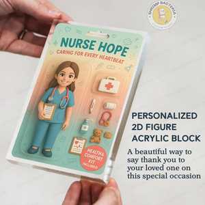 Figurine 2D personnalisée en acrylique pour infirmière scolaire, bloc acrylique sur mesure, cadeau infirmière personnalisé à partir de photo, rentrée scolaire - Product Image 5