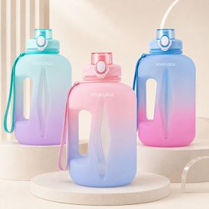 Bouteille d'eau dégradée de 1,5 L avec double ouverture, petite gourde à bec large, facile à nettoyer, anti-fuite, pour le sport - Product Image 1