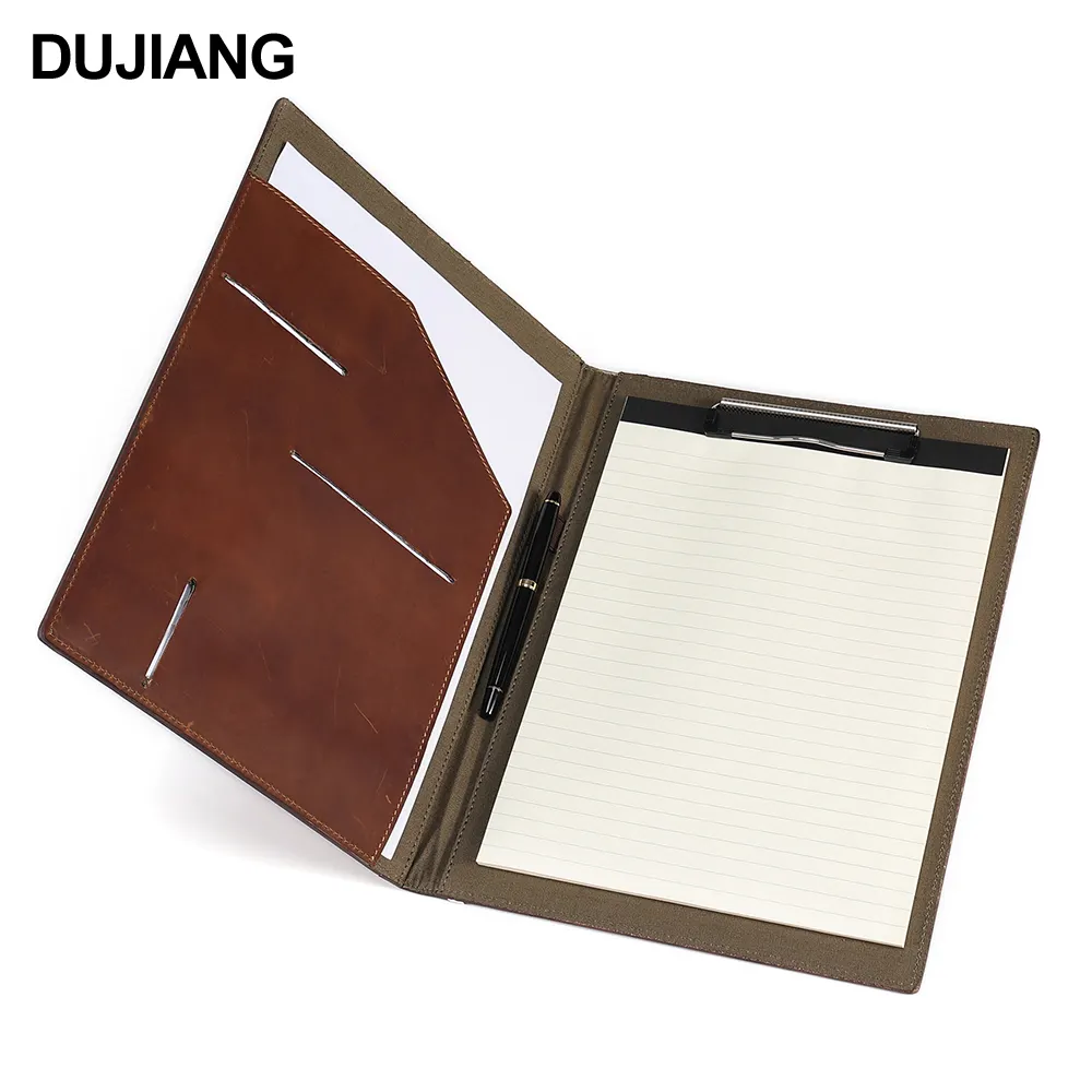 Kustom Folder portofolio kulit A4 penutup dokumen Notebook perjalanan dengan Binder cincin untuk alat tulis kantor