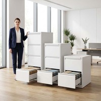 Archivador Metálico Moderno y Resistente KD para Oficina, con 3 o 4 Cajones, Gabinete de Almacenamiento Vertical de Acero con Cerradura