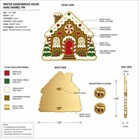 Lot de Broches Émaillées Personnalisées Maison de Pain d'Épices de Noël – Vente en Gros, Badges Métalliques Festifs, Cadeau, Fabrication OEM ODM