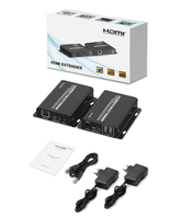 Extensor KVM USB HDMI sobre un solo cable Ethernet Cat 5/5E/6/7-Extensión de señal hasta 60m/200 pies-Ratón de teclado USB
