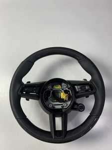Volante Redondo Superior e Inferior de Fibra de Carbono con Empuñadura de Cuero Nappa y Perilla <span class=keywords><strong>SC</strong></span> Sin Levas para <span class=keywords><strong>Porsche</strong></span> <span class=keywords><strong>911</strong></span> 992 - Product Image 1
