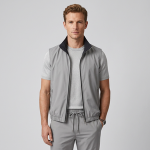 Mens Reversible Stand Collar <b>Long</b> Vest Pant Side Pockets Breathable Casual Outer Wear Solid Color <b>Gilet</b> Zipper Body Warmer Pant - Product Image 1