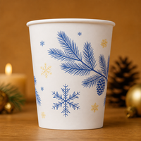 Gobelet en papier simple paroi Noël, motif sapin, en papier kraft enduit PE, jetable, pour chocolat chaud, 12oz, fournisseur en gros