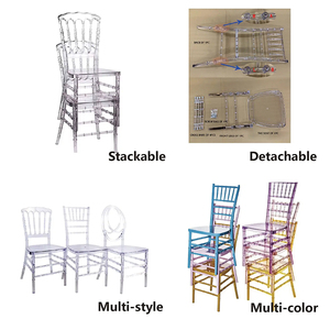 Chaise Chiavari Napoleon pour mariages et événements, chaise de banquet Tiffany en acrylique transparent, fabriquée en plastique - Product Image 4