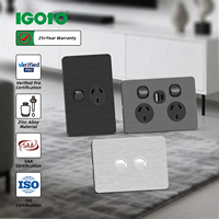 IGOTO Interrupteur mural et prise électrique personnalisables avec télécommande pour affichage de plaque, contrôle de prises CA et éclairage personnalisable, pour usage domestique
