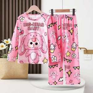 Nuovo Set <span class=keywords><strong>Pigiama</strong></span> a Maniche Lunghe per Bambini Primavera-Autunno, T-shirt con Collo Tondo e Stampe Carine per Ragazze e Ragazzi - Product Image 2