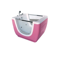 Baignoire bébé pliable moderne, écologique, durable, portable, carrée/en forme de bateau, en acrylique rose, autoportante, avec fonction bain à remous