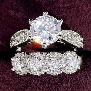 Set di Anelli Scintillanti per Coppie, Eleganti Gioielli di Lusso per Fidanzamento, Matrimonio e Feste, Regalo per Donne - Product Image 3