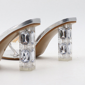 <span class=keywords><strong>Scarpe</strong></span> firmate personalizzate pantofole con cintura trasparente con strass pantofole con tacco alto da donna e da donna, moda donna - Product Image 5