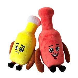 Peluche Sammy Jandel Bouteille de Vin Rose Joyeuse Jaune Triste 5-7 Ans Unisexe Jouet Alimentaire de Cuisine Rempli de Coton PP - Product Image 5
