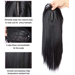 ผมต่อแบบเส้นตรง 40 ซม. ทนความร้อนสูง ทำจากผมแท้สำหรับผู้ชาย พร้อมผมหน้าม้าและแสกข้าง - Product Image 3