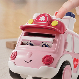 Camion de pompiers de dessin animé à friction, <span class=keywords><strong>jouet</strong></span> pour enfants, véhicule à inertie à pression et à pousser avec expressions variées, <span class=keywords><strong>jouet</strong></span> d'intérieur - Product Image 3