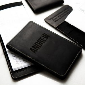 Black Luxury Personalized Leather Golf Scorecard Holder with Waterproof Case Customized Yardage Book Cover - Product Image 2