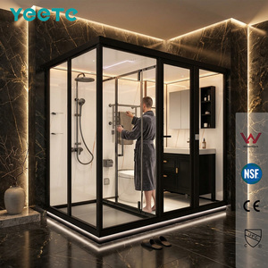 Cabine de douche d'angle coulissante double en chrome poli YEETE, verre trempé 8 mm, vente en gros, fournisseur moderne pour showrooms et détaillants mondiaux - Product Image 1
