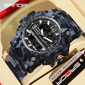 Reloj Deportivo SANDA 3359 para Hombre, LED Digital Analógico con Doble Pantalla, Resistente al Agua 5BAR, Camuflaje, Cuarzo, Alarma, Edición Limitada - Product Image 3