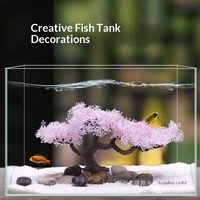 Décorations et ornements pour aquarium Lulu, flocon de neige simulé, pin rose d'accueil, modèle de plante en pot 389 #