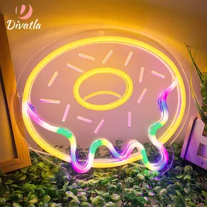 DIVATLA Side Polishing RGB Donut Flex Strip Light Food Restaurant Coffee Shop 5W LED Custom Neon Sign