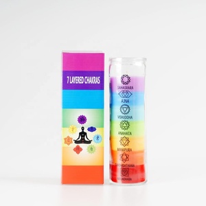 <strong>Tall</strong> Glass <strong>Pillar</strong> Chakra <strong>Candle</strong> - Product Image 2