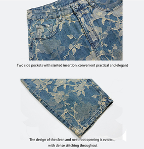 Pantalones Vaqueros Holgados de Mezclilla Azul para Mujer, Diseño Floral <span class=keywords><strong>Jacquard</strong></span>, Corte Holgado y Relajado, Estilo Urbano - Product Image 6