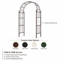 Treillis de jardin rond en fer forgé pour plantes grimpantes avec panneaux à grille ouverte, support pour plantes rampantes, décoration d'entrée de chemin, durable et imperméable