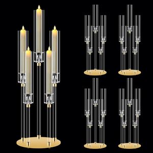 Candelabra Centerpieces for Tables Clear <strong>Candlesticks</strong> <strong>Holder</strong> with Lampshade for Housewarming Gift Fireplace Dinner Decor - Product Image 1
