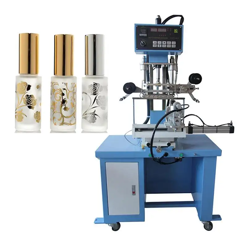 Cilindro y máquina de estampado de lámina caliente plana para botella cosmética Botella de vidrio Máquina de estampado en caliente digital