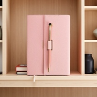 Carnet personnalisé rose en cuir PU avec fermeture magnétique coffret cadeau A5 Journal secret pour filles agenda de bureau bloc-notes rechargeable avec stylo