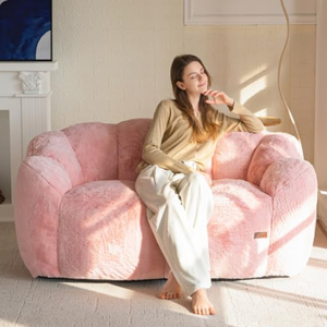 Sofá de Dos Plazas con Forma Floral, Ultra Suave, Mini Sofá, Sillón de Lectura de Piel Sintética para Sala de Estar y Dormitorio - Product Image 1