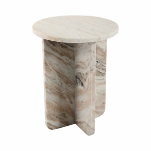 Table d'appoint en marbre avec base en dalles croisées pour la décoration du salon ou du bureau - Product Image 2