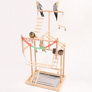 4 Lagen Grote Vogel Houten Baars Gym Box <span class=keywords><strong>Ladder</strong></span> Met Feeder Cups Pet Papegaai Speelstand Vogel Speeltuin Speelgoed - Product Image 3