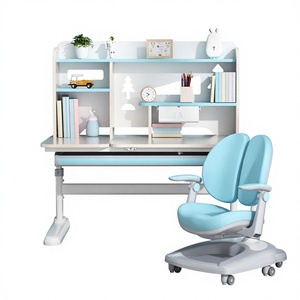 Bureau d'étude ergonomique en bois de haute qualité pour enfants avec étagère, réglable en hauteur, idéal pour l'apprentissage à domicile - Product Image 1