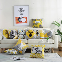 Offre Spéciale jaune gris décor velours personnalisé unilatéral Double face imprimé taie d'oreiller housses de coussin taie d'oreiller