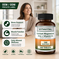 Comprimés Minéraux Calcium Magnésium Zinc Certifiés CGMP et Halal, Personnalisables en Forme et Emballage, pour le Soutien à la Détection Osseuse