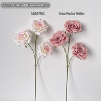 Rose artificielle OEM en diamant, aspect soie, tige de rose artificielle en vrac, fourniture florale, rose artificielle pour centre de table de mariage, décoration d'événements
