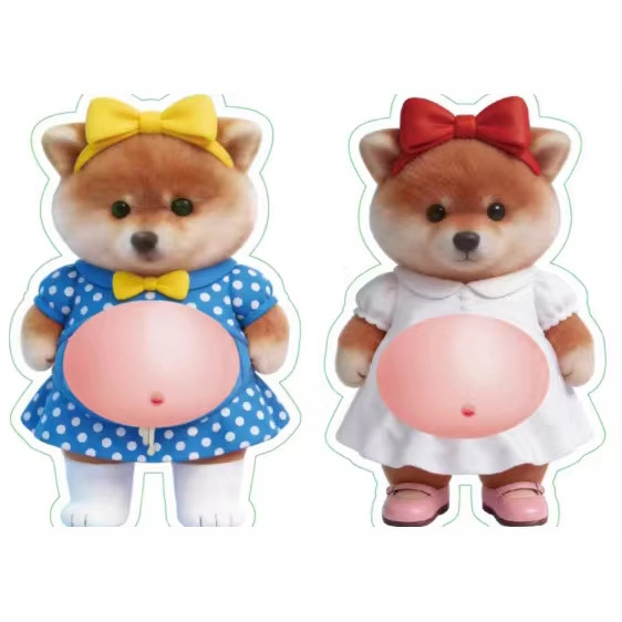CHIEN ROSE ET BLEU