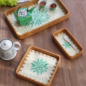 Handmade Mây Vỏ Khay Đông Nam Á Nhập Khẩu Dệt Giỏ Cho Trái Cây Dim <span class=keywords><strong>Sum</strong></span> Trà Lưu Trữ Trong Phòng Khách - Product Image 1