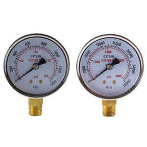 Manomètre à double échelle 0-100psi 0-4000psi pour utilisation avec oxygène et acétylène, sans huile - Product Image 2