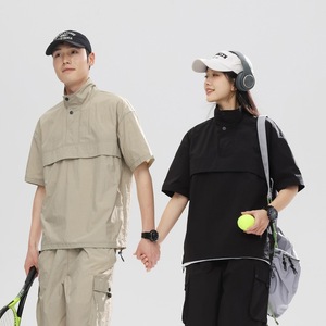 NOVEDAD DE VERANO 2024, prendas de vestir deportivas informales de tendencia Retro para hombres y mujeres, camiseta de manga corta de gran tamaño, tela tejida, diseño en blanco para parejas - Product Image 4